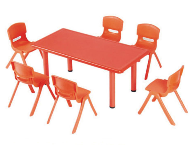 1002儿童长方形可调节高度六人塑料桌