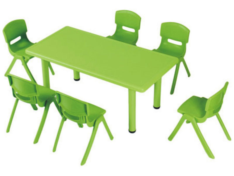 1003儿童长方形可调节高度六人塑料桌