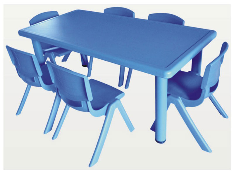 1004儿童长方形可调节高度六人塑料桌