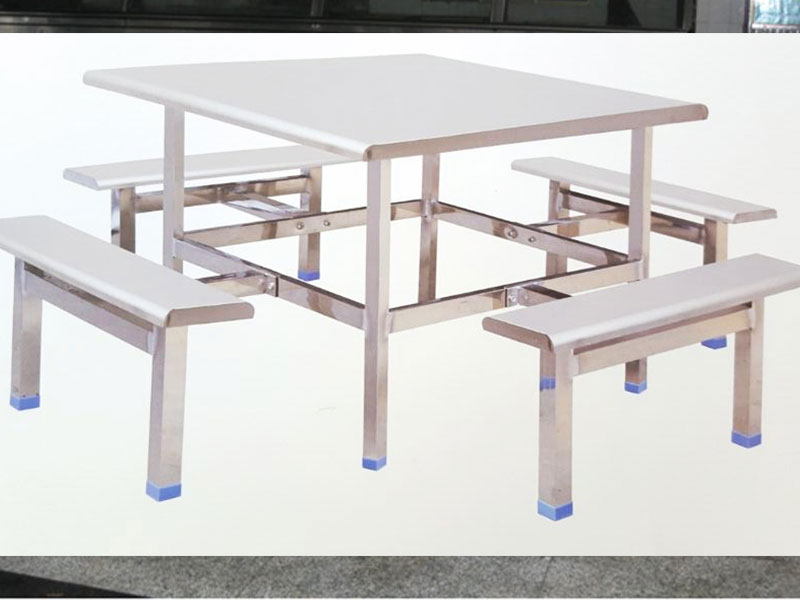 八人方桌配条凳不锈钢餐桌