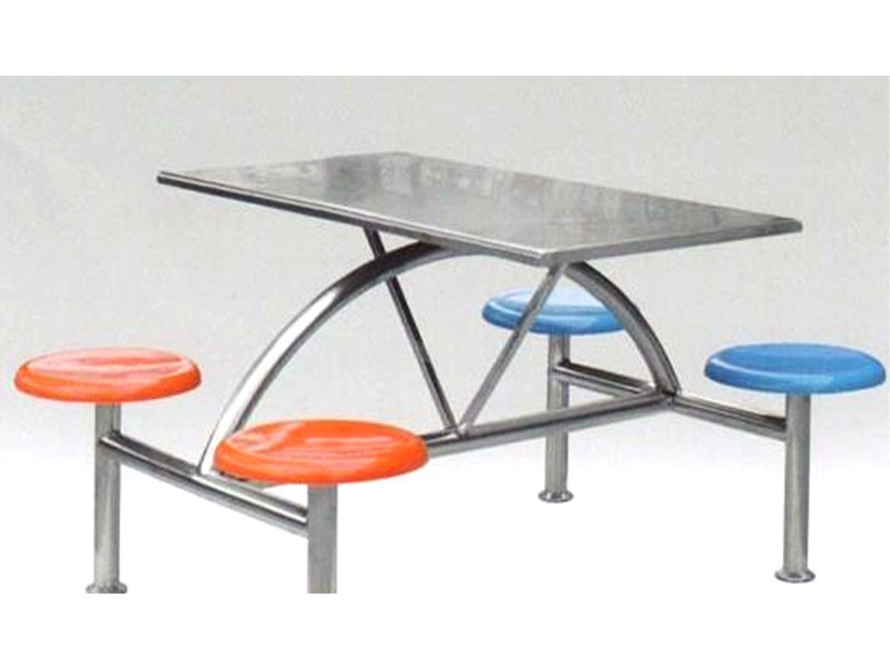 四人条桌圆凳不锈钢餐桌.